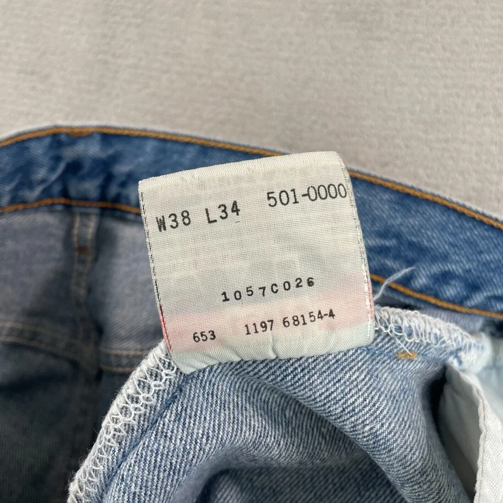 Vintage 90s Levis 501 XX Jeans Men 38x34 (34x31) Blue Light‎ Wash Denim Made USA